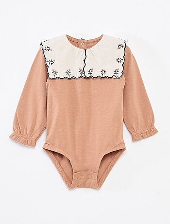 Body de mangas compridas em jersey de algodão