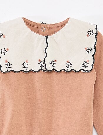 Body de mangas compridas em jersey de algodão