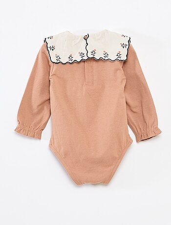 Body de mangas compridas em jersey de algodão