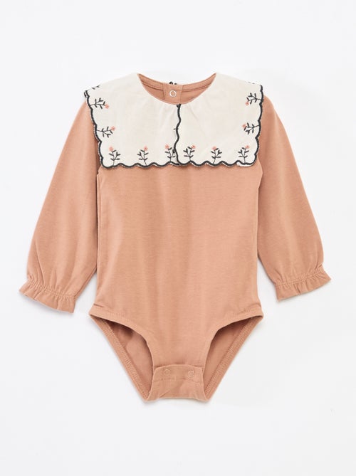 Body de manga comprida em jersey de algodão - Kiabi