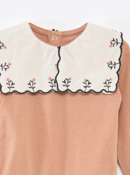 Body de manga comprida em jersey de algodão - Kiabi