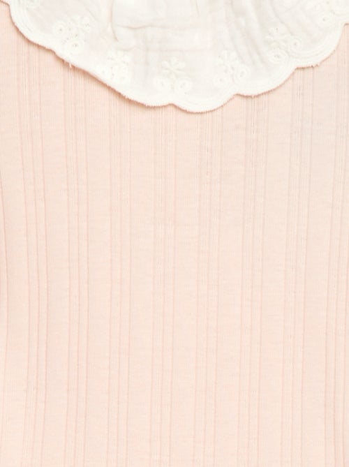 Body de manga comprida em malha canelada com gola fantasia - Kiabi