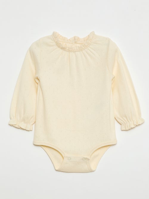 Body de manga comprida em malha pointelle - Kiabi