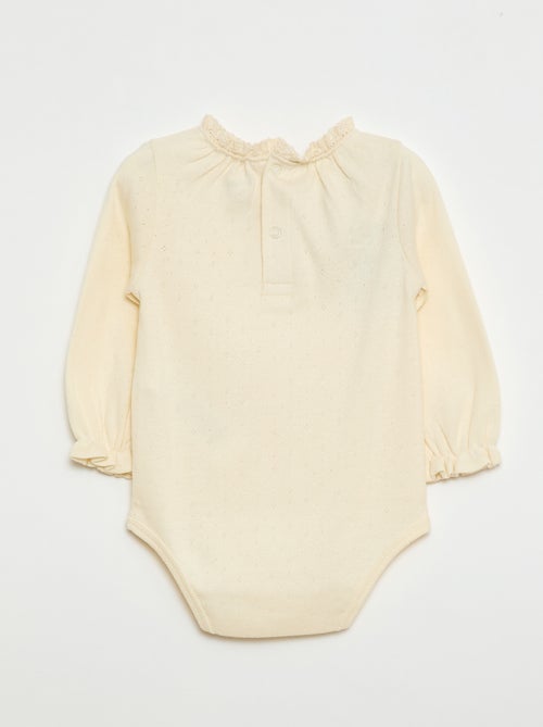 Body de manga comprida em malha pointelle - Kiabi