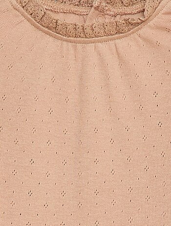 Body de manga comprida em malha pointelle