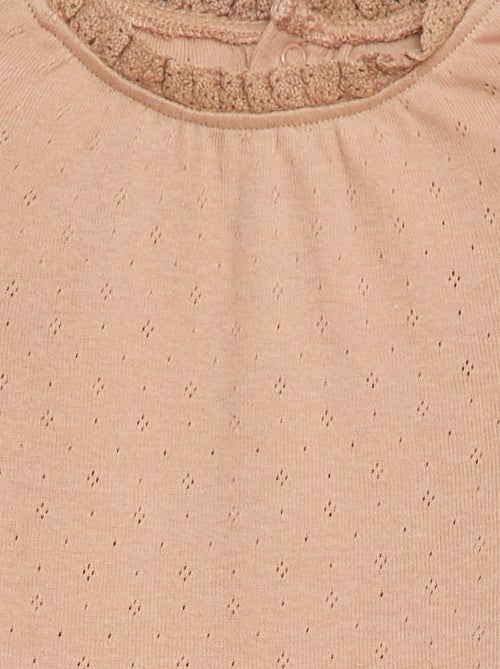 Body de manga comprida em malha pointelle - Kiabi