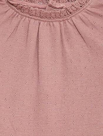 Body de manga comprida em malha pointelle