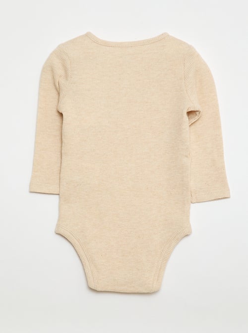 Body de manga comprida em malha waffle - Kiabi