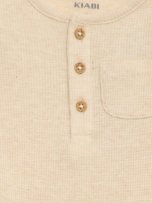 Body de manga comprida em malha waffle - Kiabi