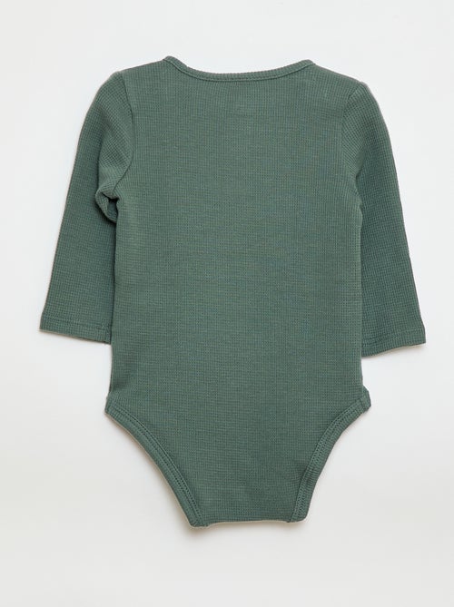 Body de manga comprida em malha waffle - Kiabi