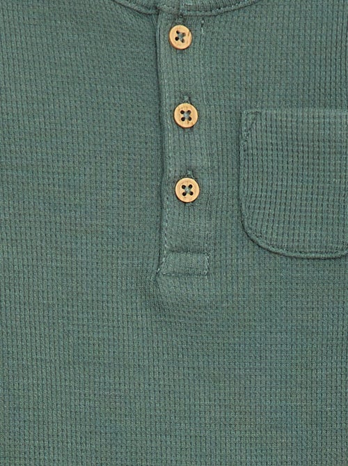 Body de manga comprida em malha waffle - Kiabi