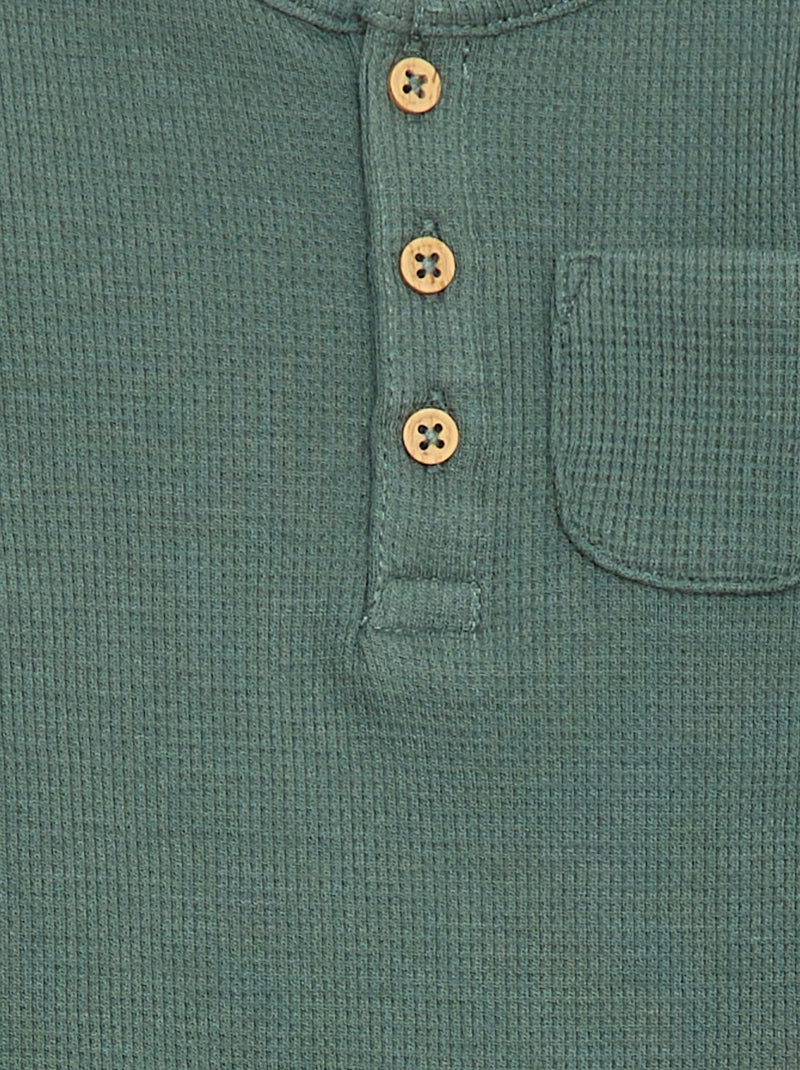 Body de manga comprida em malha waffle Verde - Kiabi