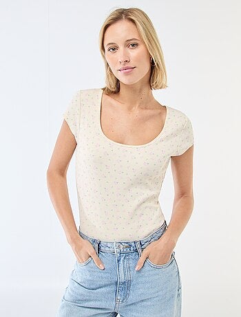 Body de manga curta canelado