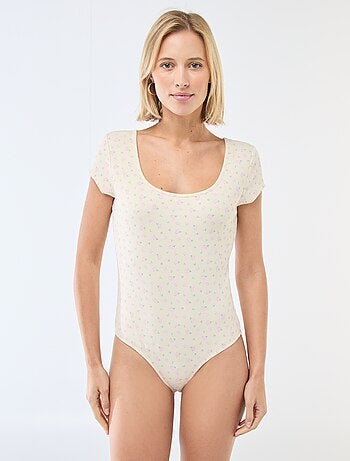 Body de manga curta canelado