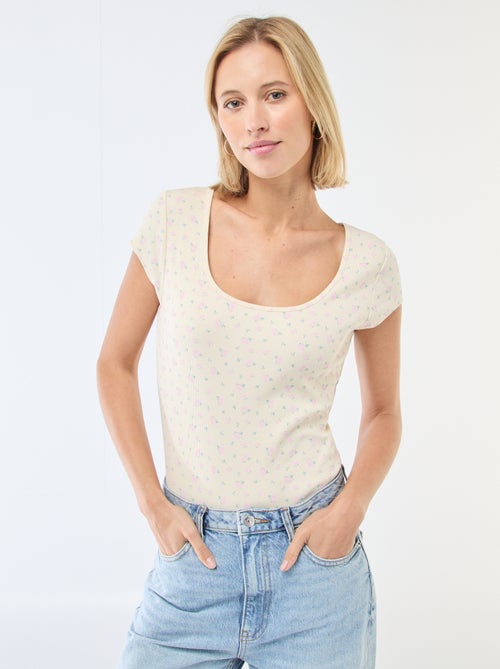 Body de manga curta canelado - Kiabi