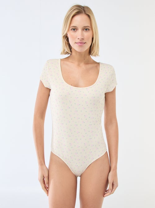 Body de manga curta canelado - Kiabi