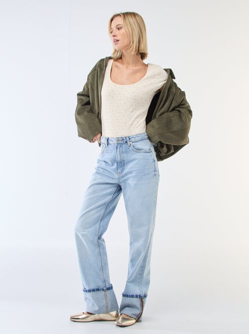 Body de manga curta canelado - Kiabi