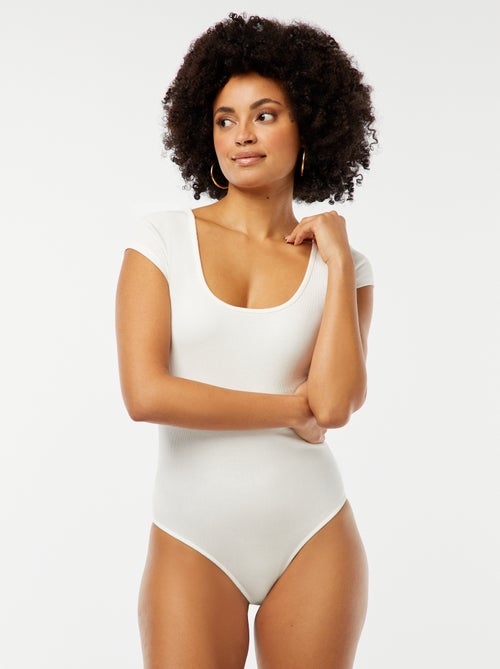 Body de manga curta canelado - Kiabi