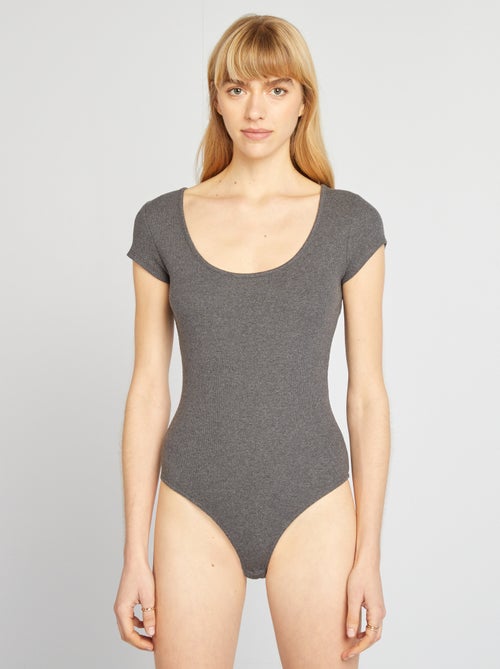 Body de manga curta canelado - Kiabi