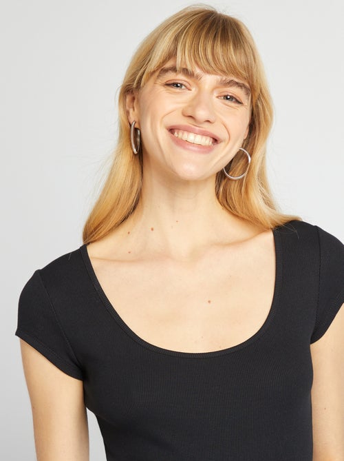 Body de manga curta canelado - Kiabi