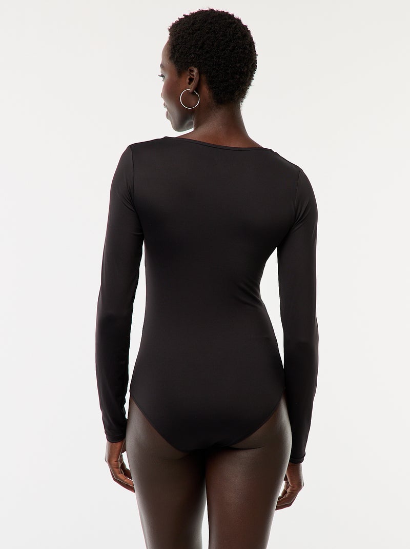 Body de mangas compridas e gola redonda Preto - Kiabi