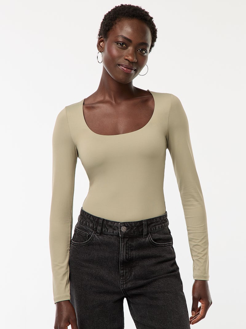 Body de mangas compridas e gola redonda Verde - Kiabi