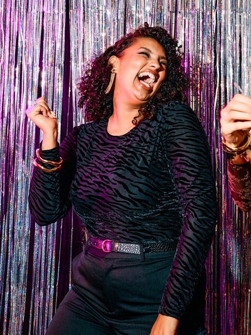 Body de mangas compridas transparente flock zebra - Kiabi