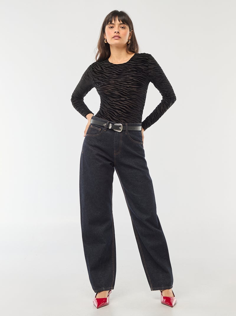 Body de mangas compridas transparente flock zebra Preto - Kiabi