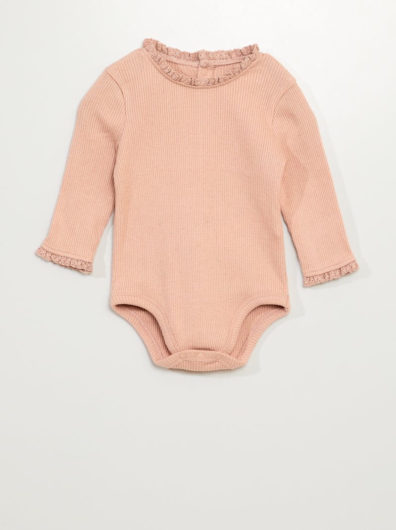 Body de material canelado Rosa - Kiabi
