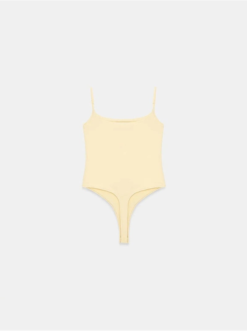 Body de nylon sem mangas com decote quadrado dilvin Amarelo-limão - Kiabi