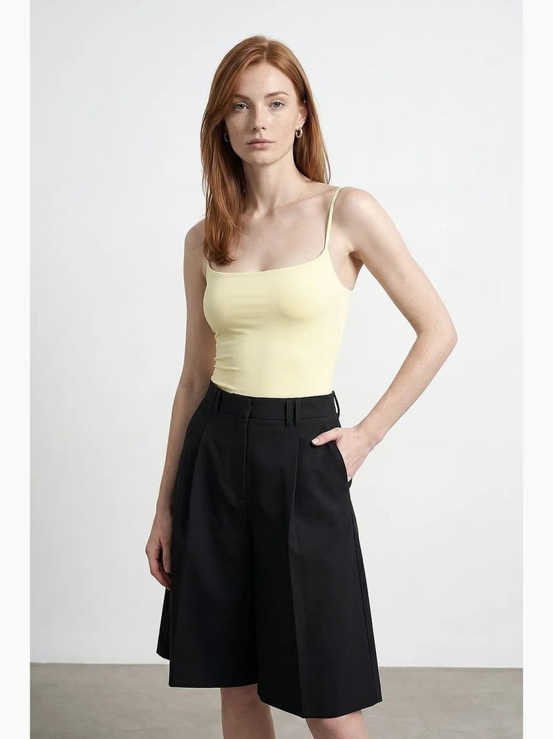 Body de nylon sem mangas com decote quadrado dilvin Amarelo-limão - Kiabi