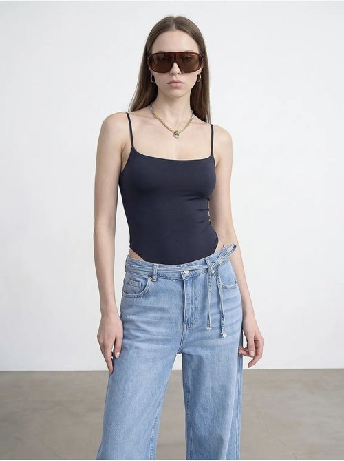 Body de nylon sem mangas com decote quadrado dilvin - Kiabi