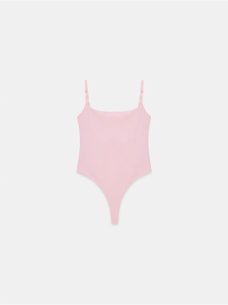 Body de nylon sem mangas com decote quadrado dilvin Rosa doce - Kiabi