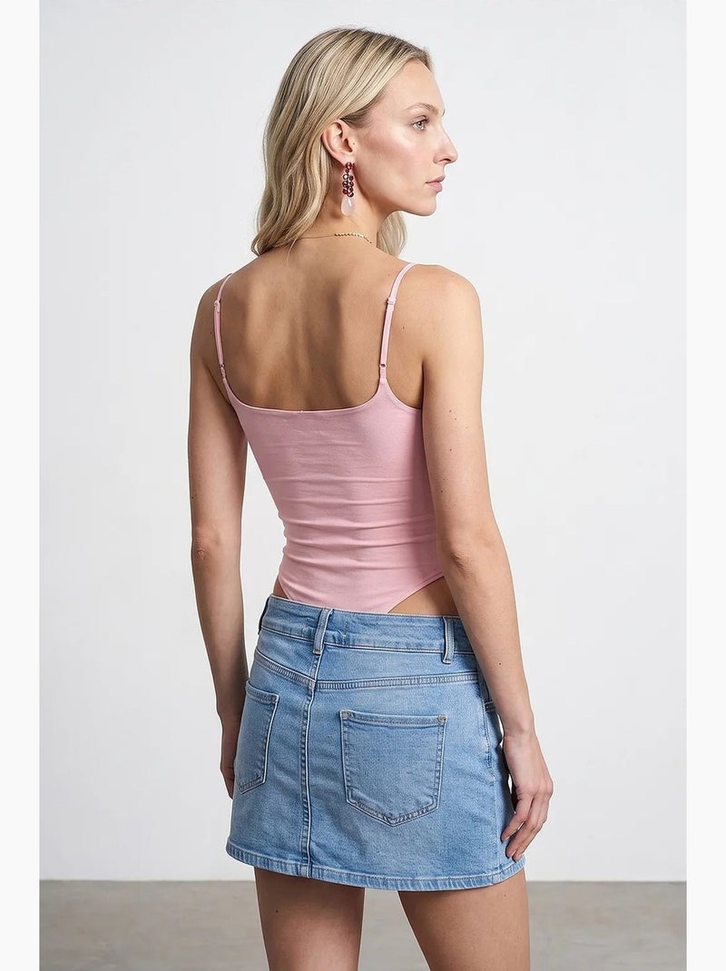 Body de nylon sem mangas com decote quadrado dilvin Rosa doce - Kiabi