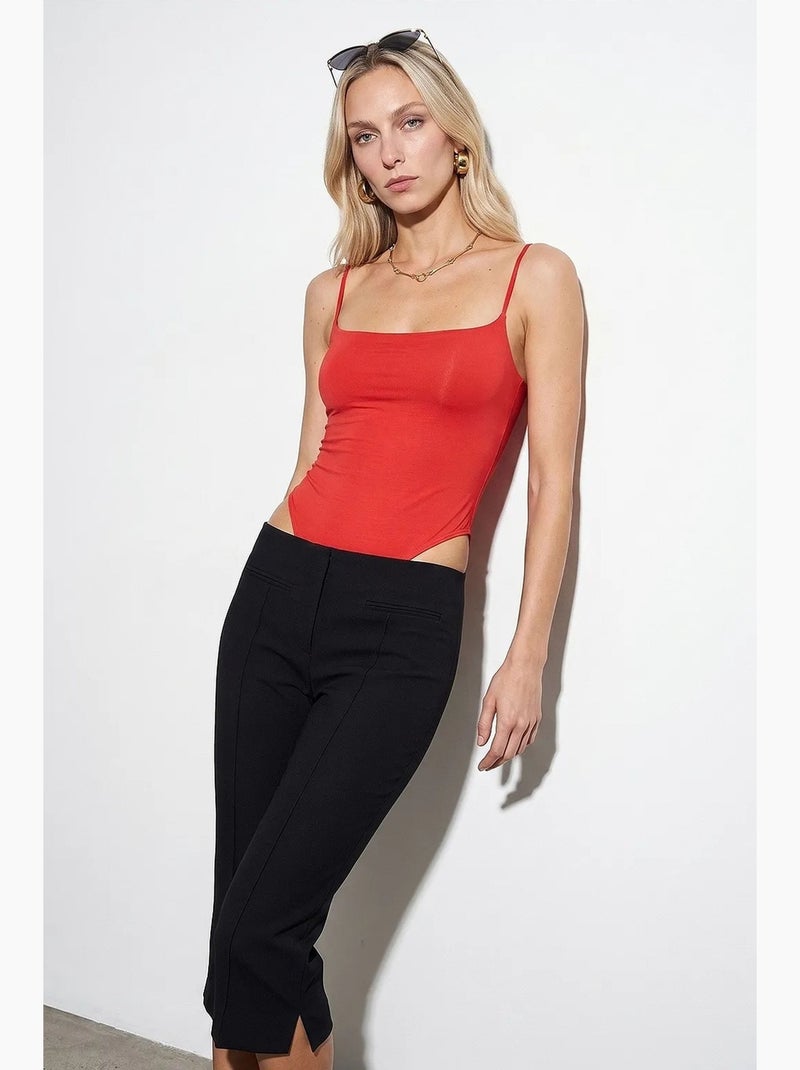 Body de nylon sem mangas com decote quadrado dilvin Vermelho - Kiabi