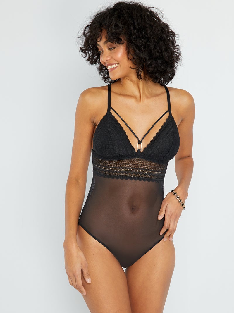 Body de tule e renda Preto - Kiabi