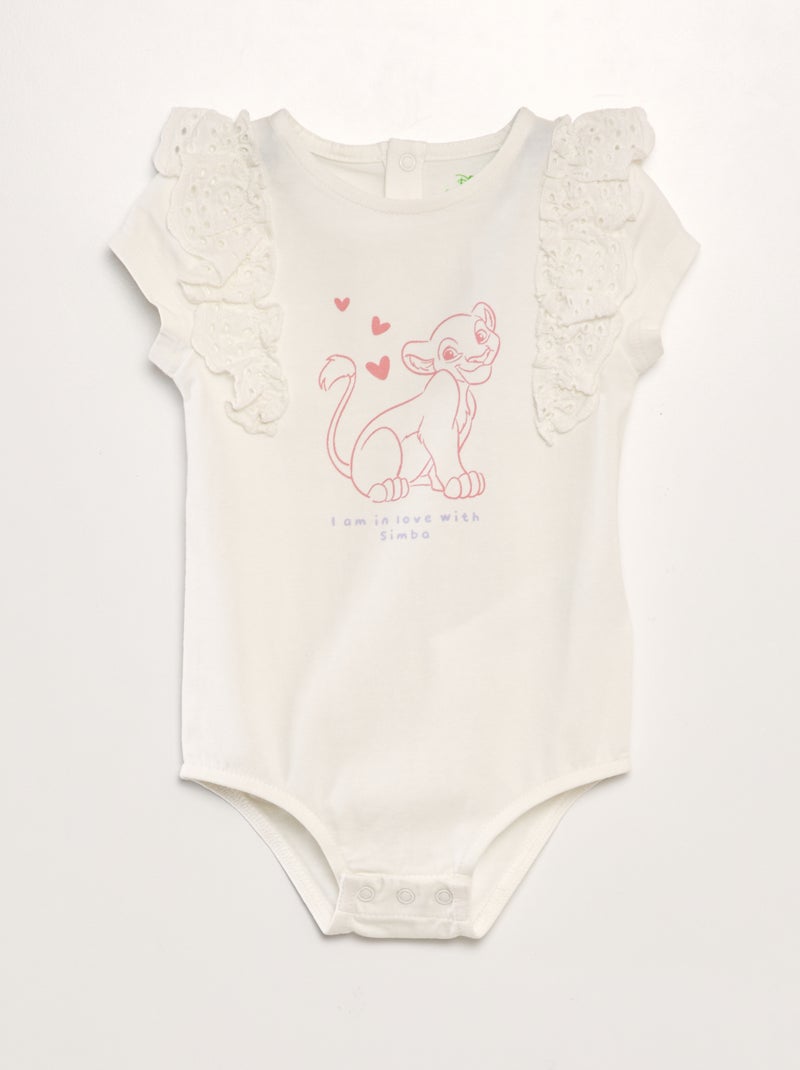 Body 'Disney' com folhos BRANCO - Kiabi