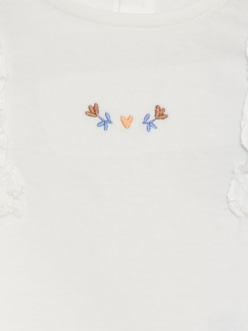 Body em algodão com bordados BRANCO - Kiabi