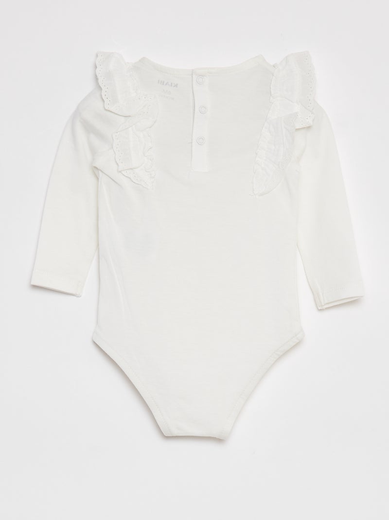 Body em algodão com bordados BRANCO - Kiabi