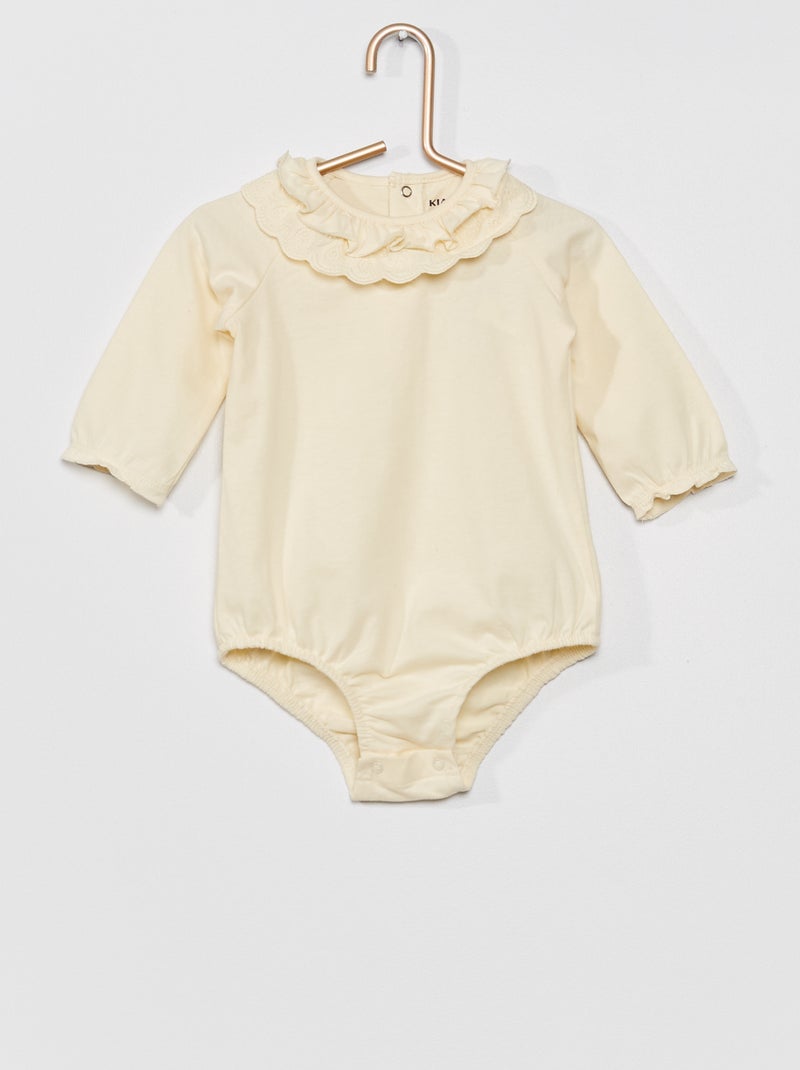 Body em jersey com gola de fantasia BRANCO - Kiabi