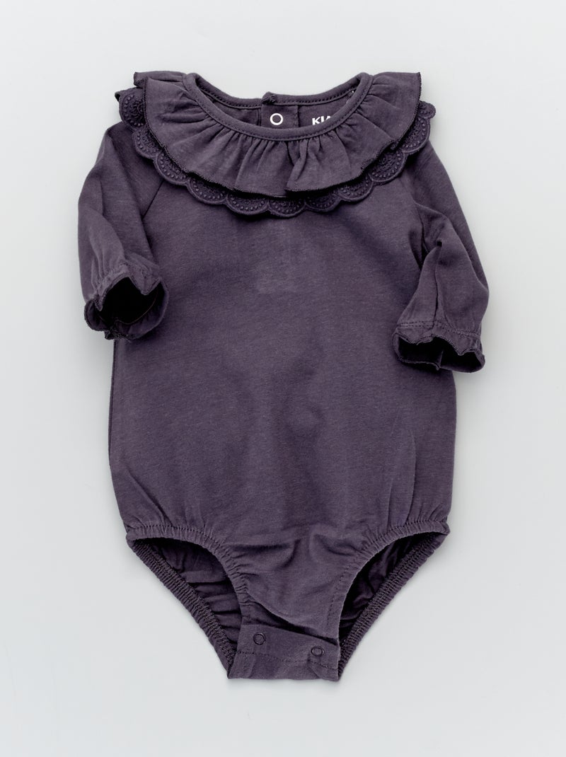 Body em jersey com gola de fantasia Cinza Antracite - Kiabi