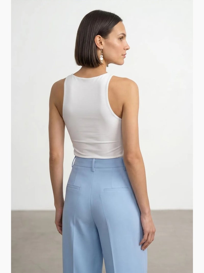 Body em jersey slim fit com decote halter dilvin Branco sujo - Kiabi