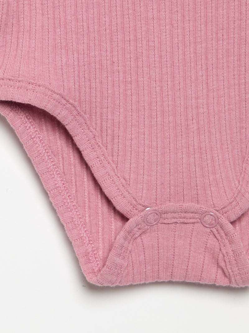Body em malha canelada com bordado inglês Rosa - Kiabi
