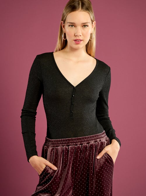 Body em malha com brilhos - Kiabi