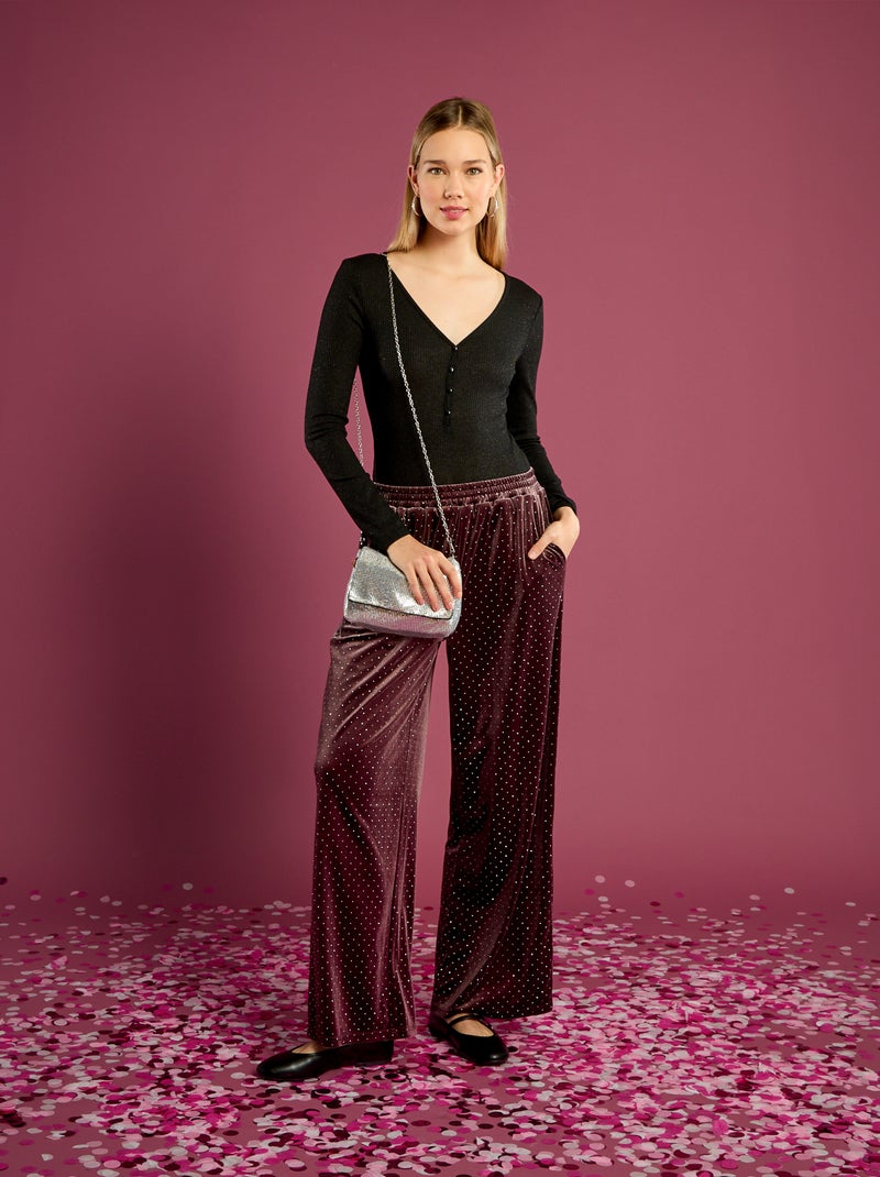 Body em malha com brilhos Preto - Kiabi