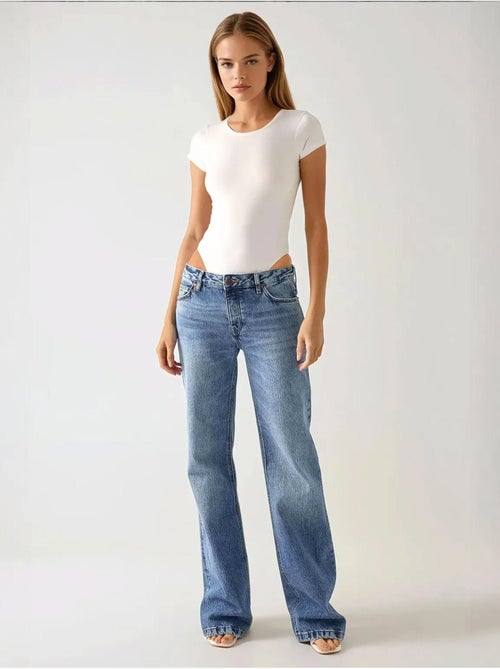 Body em malha com gola redonda e corte slim hiccup - Kiabi Body em malha com gola redonda e corte slim hiccup - Kiabi