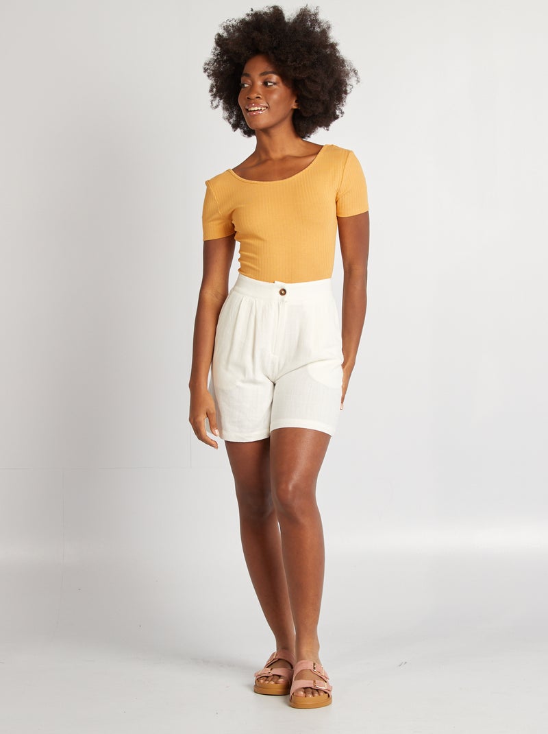 Body em malha nervurada AMARELO - Kiabi