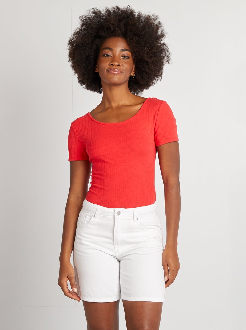 Body em malha nervurada VERMELHO - Kiabi