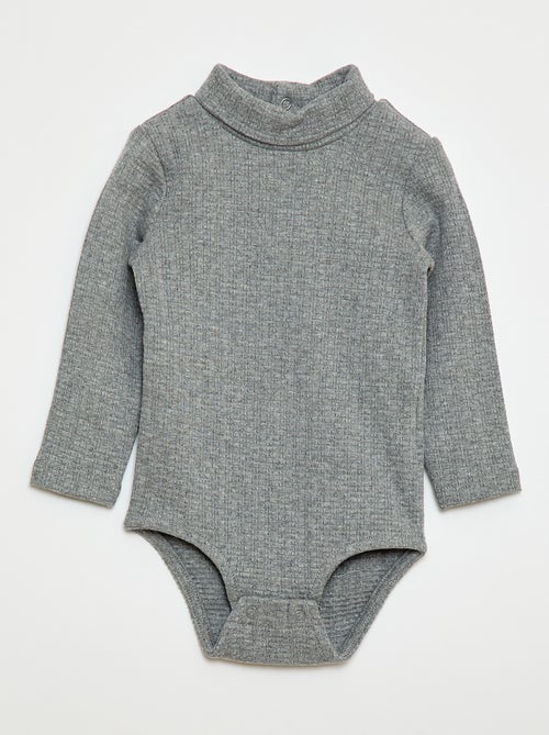 Body em malha piqué com gola alta - Kiabi