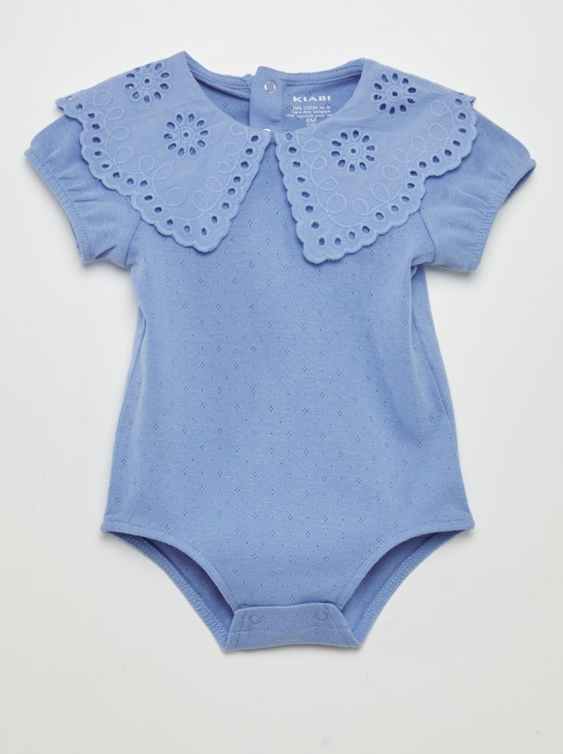 Body em malha pointelle AZUL - Kiabi